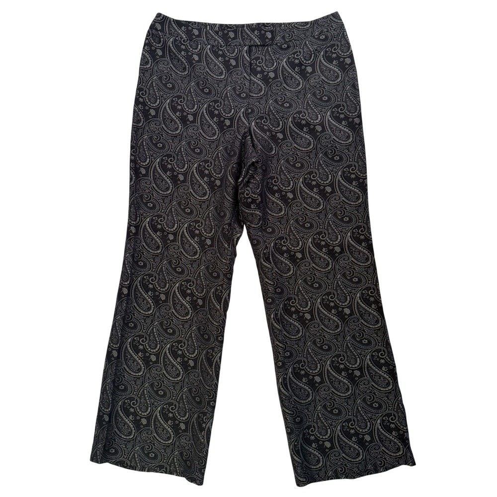 Grey Black Paisley Wide Leg Trousers Dress Pants All Over Print Pattern